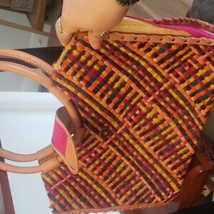 Purse, straw, colorful